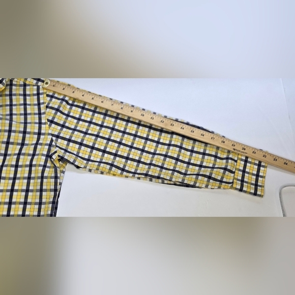 Men's Lorenzo Uomo dress Shirt. Italian made, 15.5 collar, yellow/black check - Picture 6 of 8